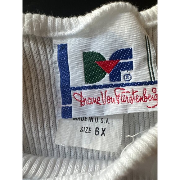 Diane Von Furstenberg Girls White Ribbed Tank Dress Blue Striped Skirt Size 6X - Picture 2 of 4